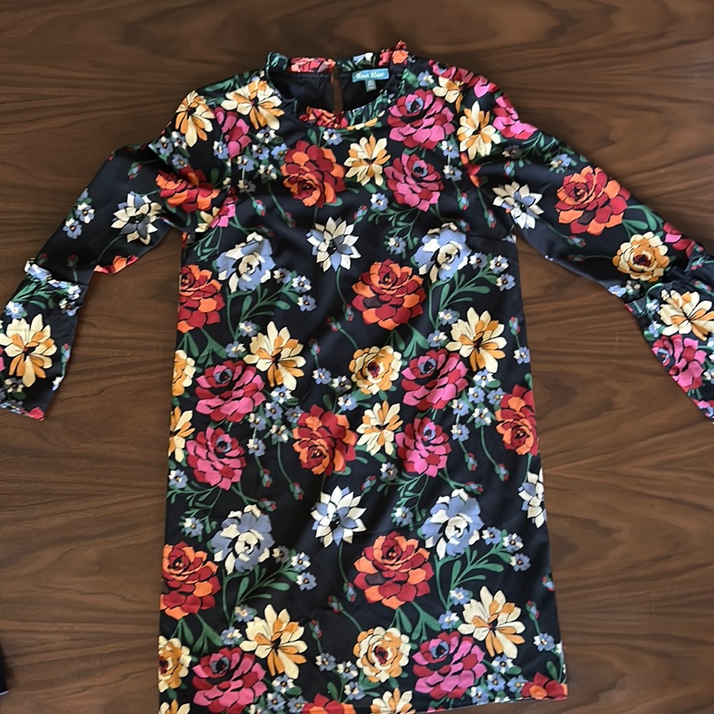 Fleur Bleue Black Floral Dress size 4